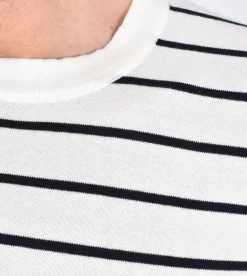 GRAN SASSO Maglie<Maglia bianca righe blu organic cotton