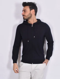 GRAN SASSO Maglie<Maglia blu cappuccio zip Athleisure