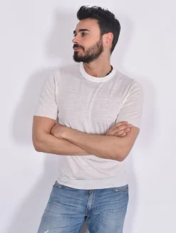 GRAN SASSO T-shirt<Maglia cashmere seta lino bianco spento