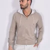 GRAN SASSO Maglie<Maglia cashmere cotone zip cappuccio beige