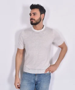 GRAN SASSO T-shirt<Maglia cashmere seta lino bianco spento