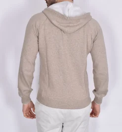 GRAN SASSO Maglie<Maglia cashmere cotone zip cappuccio beige