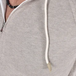GRAN SASSO Maglie<Maglia cashmere cotone zip cappuccio beige