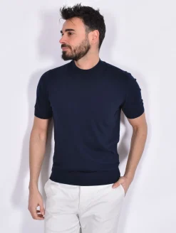 GRAN SASSO Maglie<Maglia lupetto mezza manica vintage organic cotton blu