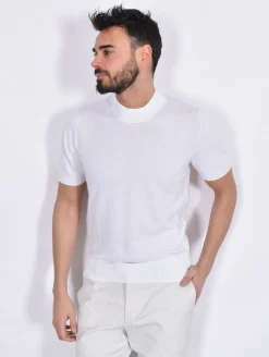 GRAN SASSO Maglie<Maglia lupetto mezza manica vintage organic cotton bianca