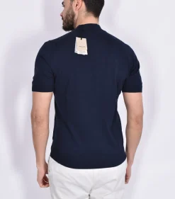 GRAN SASSO Maglie<Maglia lupetto mezza manica vintage organic cotton blu