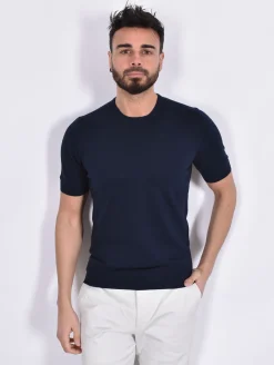 GRAN SASSO Maglie<Maglia mezza manica organic cotton blu navy