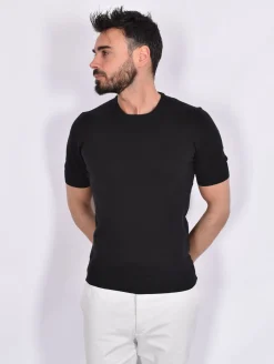 GRAN SASSO Maglie<Maglia mezza manica organic cotton nera