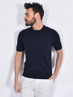 GRAN SASSO Maglie<Maglia mezza manica cotton egyptian blu notte