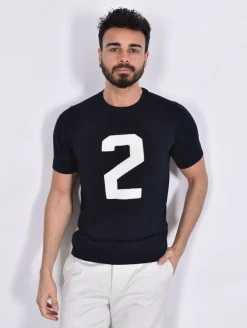 Rakkì Maglie<Maglia Rakki T-Crown blu cotone makò 2 McQueen