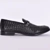 CLAUDIO MARINI Scarpe<Mocassini pelle treccia neri fatte a mano