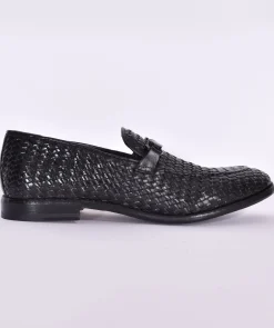 CLAUDIO MARINI Scarpe<Mocassini pelle treccia neri fatte a mano