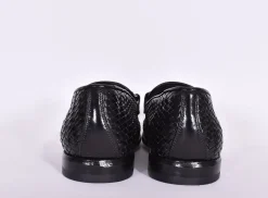 CLAUDIO MARINI Scarpe<Mocassini pelle treccia neri fatte a mano