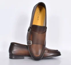 DOUCAL'S Scarpe<Mocassini doppia fibbia pelle marrone sigaro