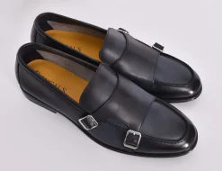 DOUCAL'S Scarpe<Mocassini doppia fibbia pelle indigo nero