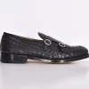 DOUCAL'S Scarpe<Mocassini Straw intrecciata pelle doppia fibbia nero