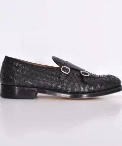 DOUCAL'S Scarpe<Mocassini Straw intrecciata pelle doppia fibbia nero