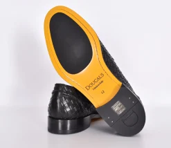 DOUCAL'S Scarpe<Mocassini Straw intrecciata pelle doppia fibbia nero