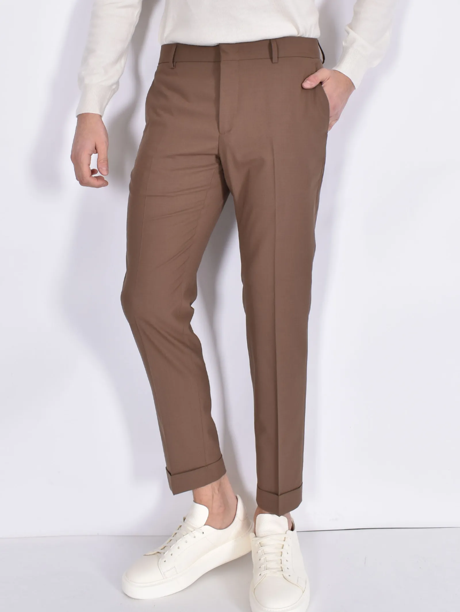 BE ABLE Pantaloni<Pantalone Alexander Shorter tabacco MT fresco lana