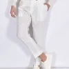 BE ABLE Pantaloni<Pantalone Andy Regular LLAP lino cinturino bianco
