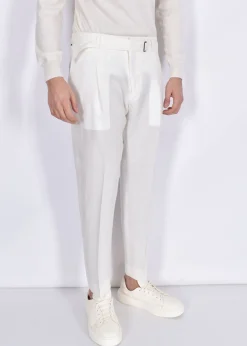 BE ABLE Pantaloni<Pantalone Andy Regular LLAP lino cinturino bianco