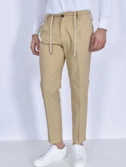 BE ABLE Pantaloni<Pantalone Riccardo Regular beige sabbia coulisse elastico
