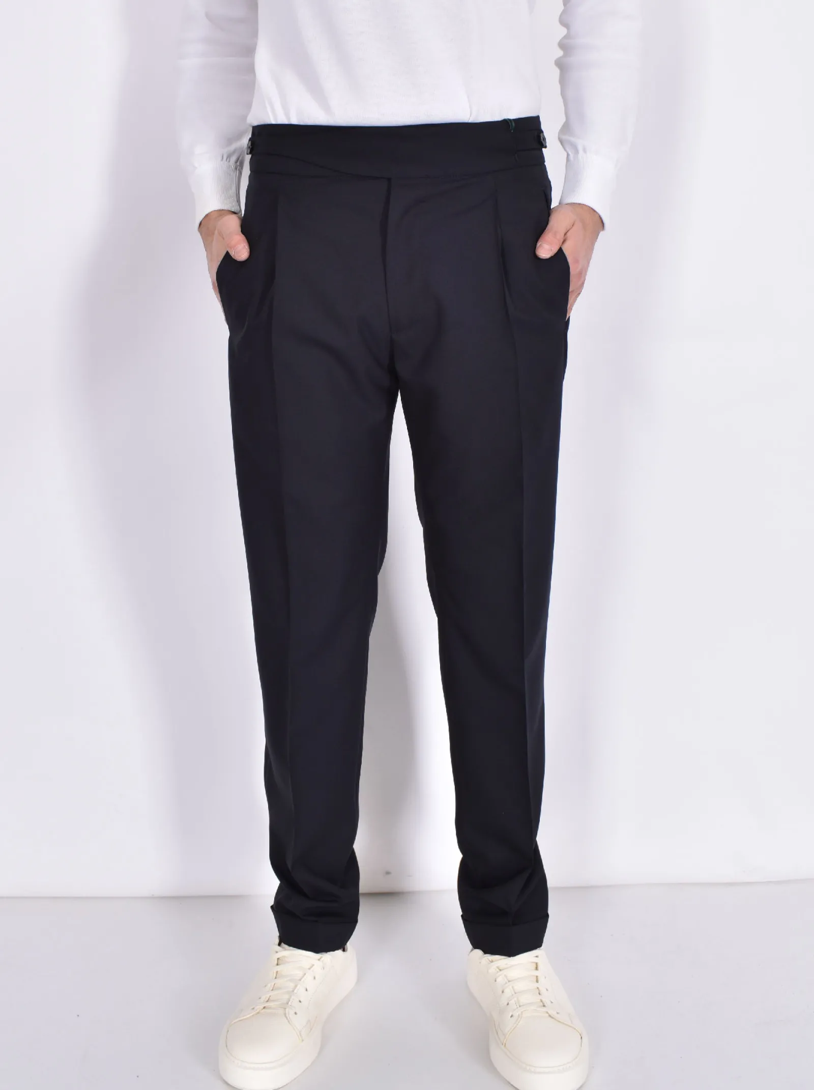 BERWICH Pantaloni<Pantalone blu retro gurkha senza passanti frescolana