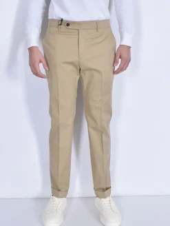 BERWICH Pantaloni<Pantalone italiano beige Yretro cotton stretch