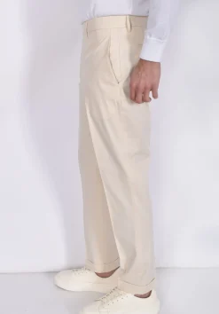 BERWICH Pantaloni<Pantalone italiano ecru Yretro cotton stretch