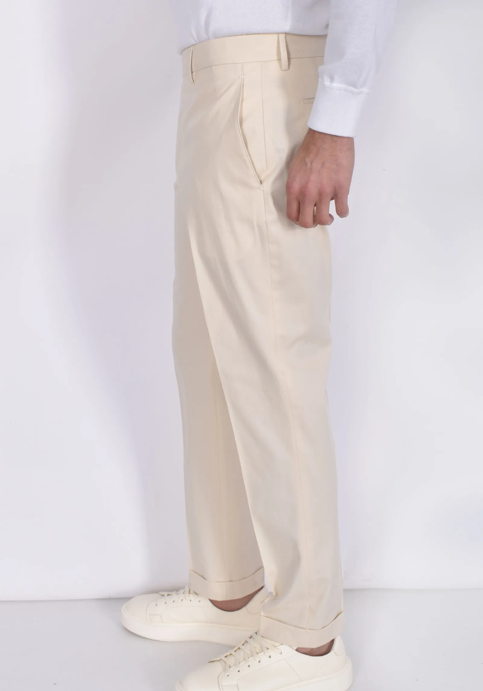 BERWICH Pantaloni<Pantalone italiano ecru Yretro cotton stretch