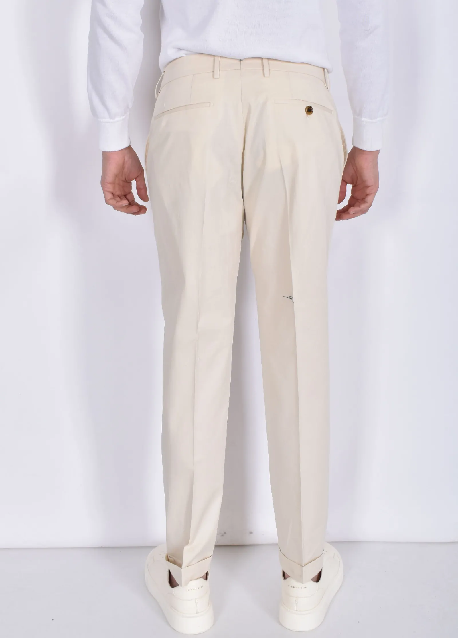 BERWICH Pantaloni<Pantalone italiano ecru Yretro cotton stretch
