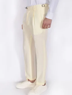 BERWICH Pantaloni<Pantalone lino giallo paglino