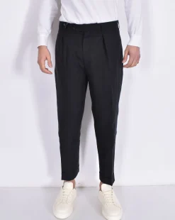 BERWICH Pantaloni<Pantalone lino nero Chiaia
