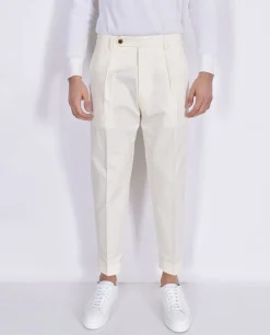 BERWICH Pantaloni<Pantalone panna bianco pinces cotone