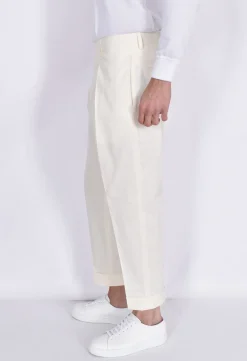 BERWICH Pantaloni<Pantalone panna bianco pinces cotone