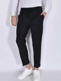 HOSIO Pantaloni<Pantalone Baggy nero laccio risvolti