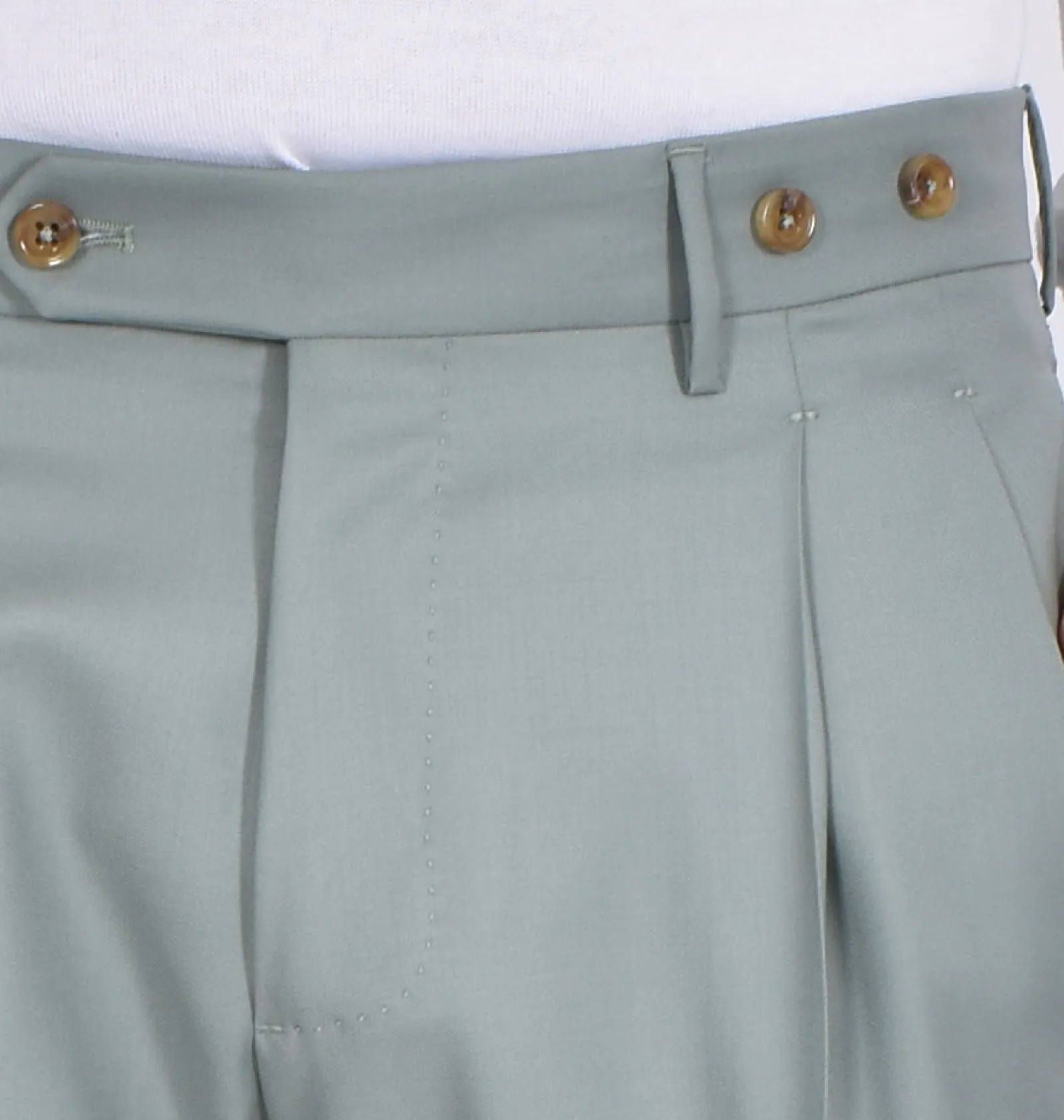 BERWICH Pantaloni<Pantalone italiano risvoltini pinces verde fresco lana Barber
