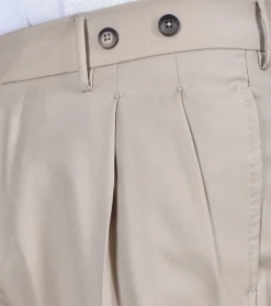 BERWICH Pantaloni<Pantalone italiano risvoltini pinces beige fresco lana Barber
