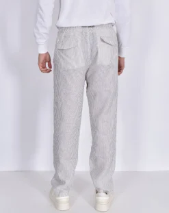 MC2 SAINT BARTH Pantaloni<Pantalone lino tripes righe bianco beige