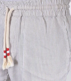 MC2 SAINT BARTH Pantaloni<Pantalone lino tripes righe bianco beige
