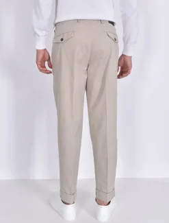 MICHAEL COAL Pantaloni<Pantalone beige pinces risvolti Capri