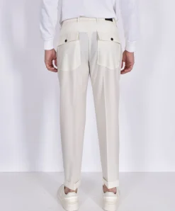 MICHAEL COAL Pantaloni<Pantalone bianco panna Work risvoltini