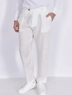 OFFICINA 36 Pantaloni<Pantalone lino bianco