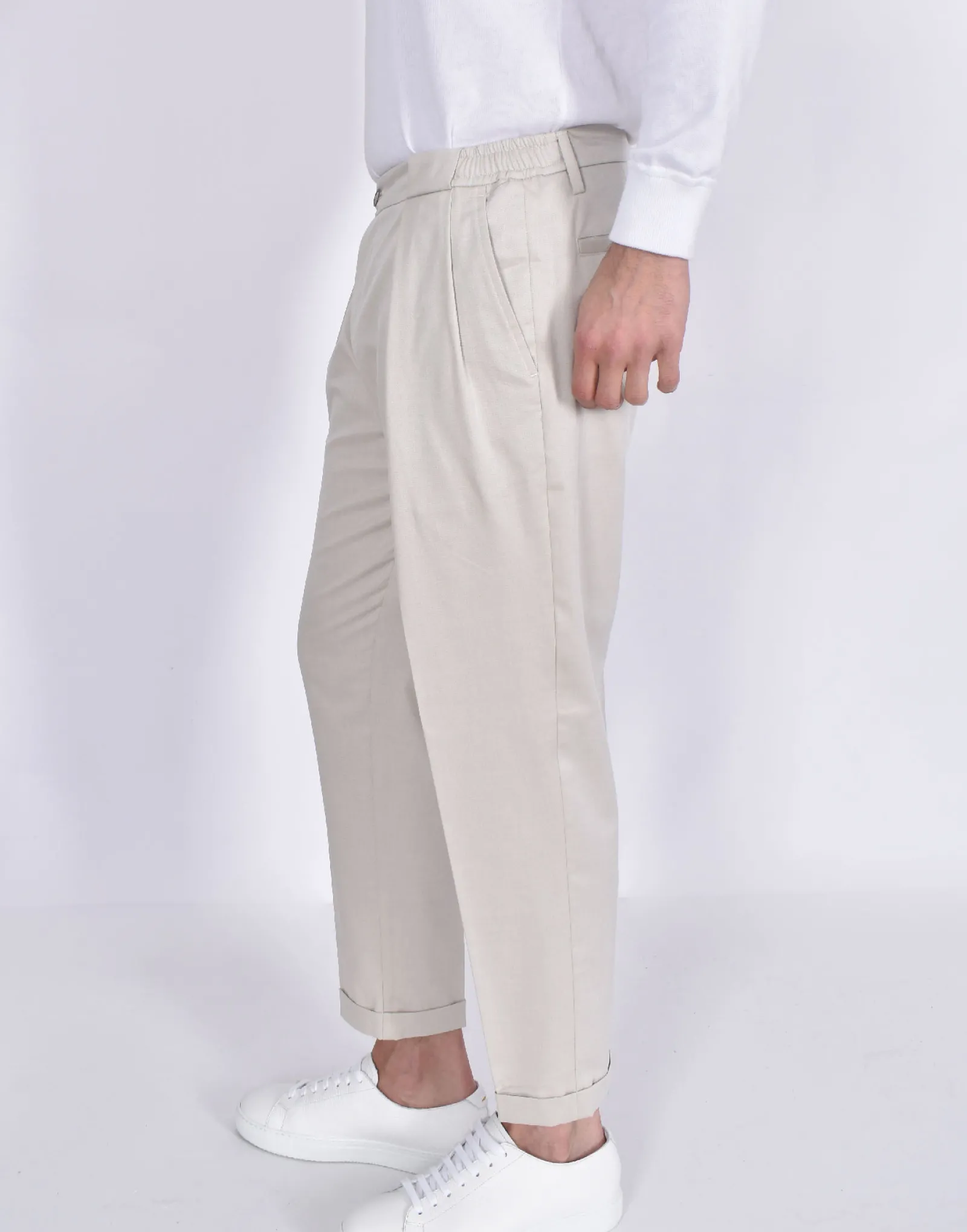 YES LONDON Pantaloni<Pantalone beige sabbia cotone fresco lana