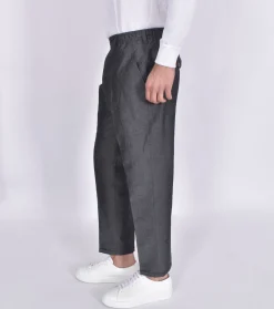 YES LONDON Pantaloni<Pantalone gamba morbida pinces grigio antracite lino cotone