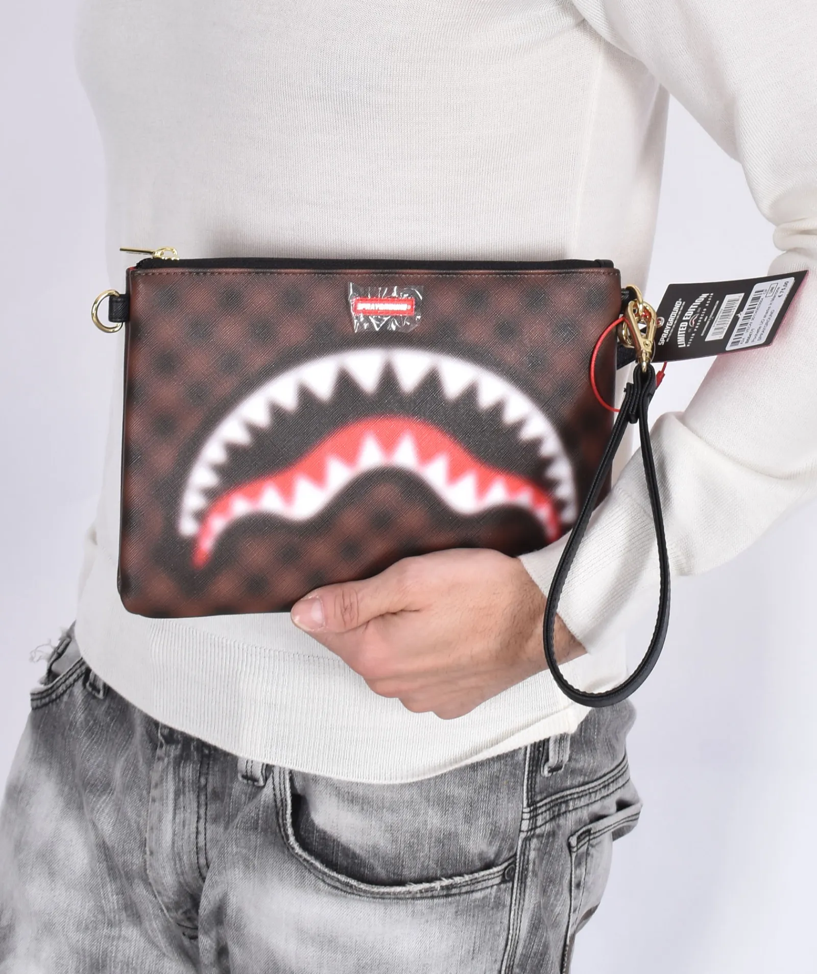 SPRAYGROUND Pochette<Pochette shark in Paris sfuocato sbiadito
