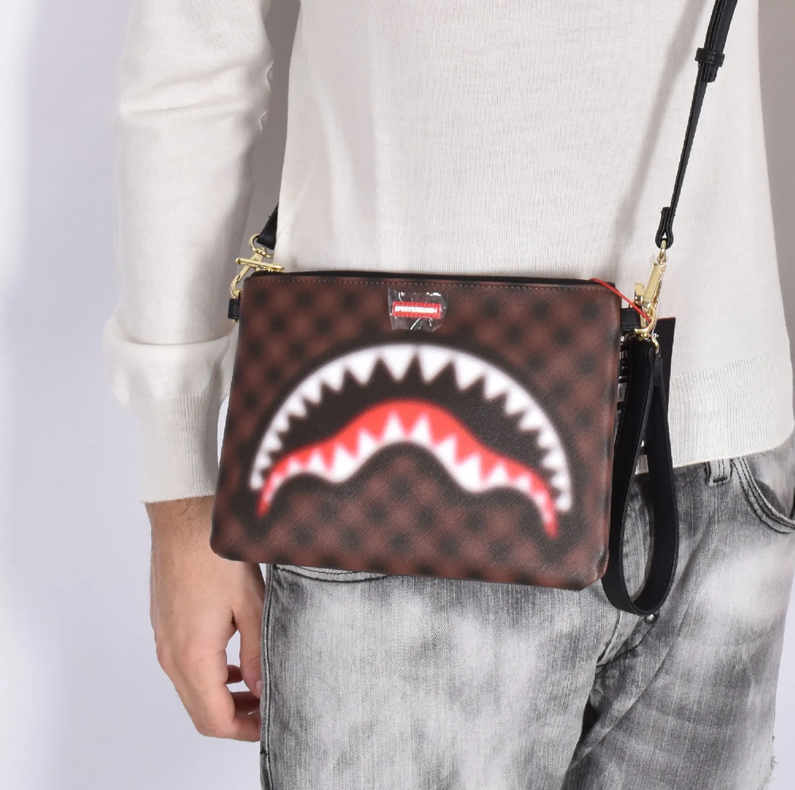 SPRAYGROUND Pochette<Pochette shark in Paris sfuocato sbiadito