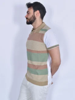 BOB Polo<Polo beige doppio tessuto Otys scollo V