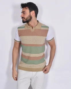 BOB Polo<Polo beige doppio tessuto Otys scollo V