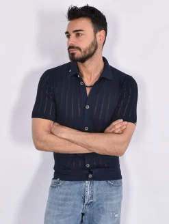 BOB Camicie<Polo camicia Travel blu maglia crepe